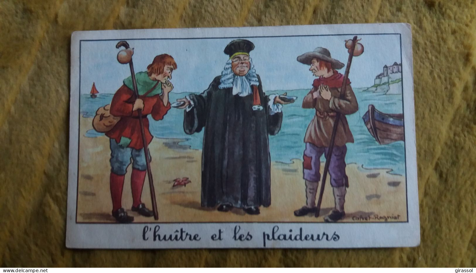 FABLE DE LA FONTAINE L HUITRE ET LES PLAIDEURS DESSIN CALVET ROGNIAT ED EDUCATIVES TEXTE AU DOS - Märchen, Sagen & Legenden