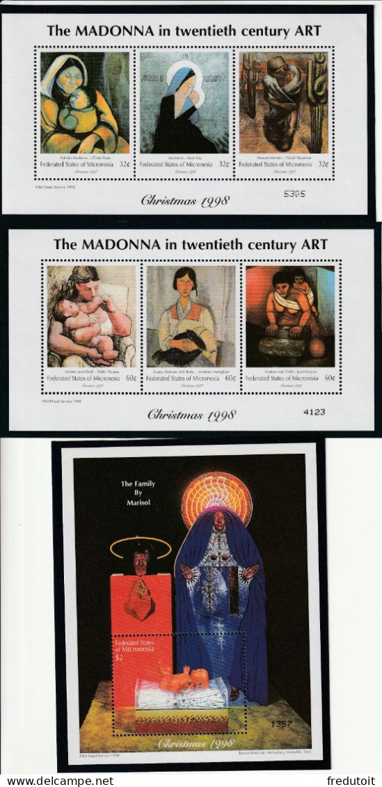 MICRONESIE - N°558/63+BLOC N°49 ** (1998) Tableaux : Noël - Micronesia