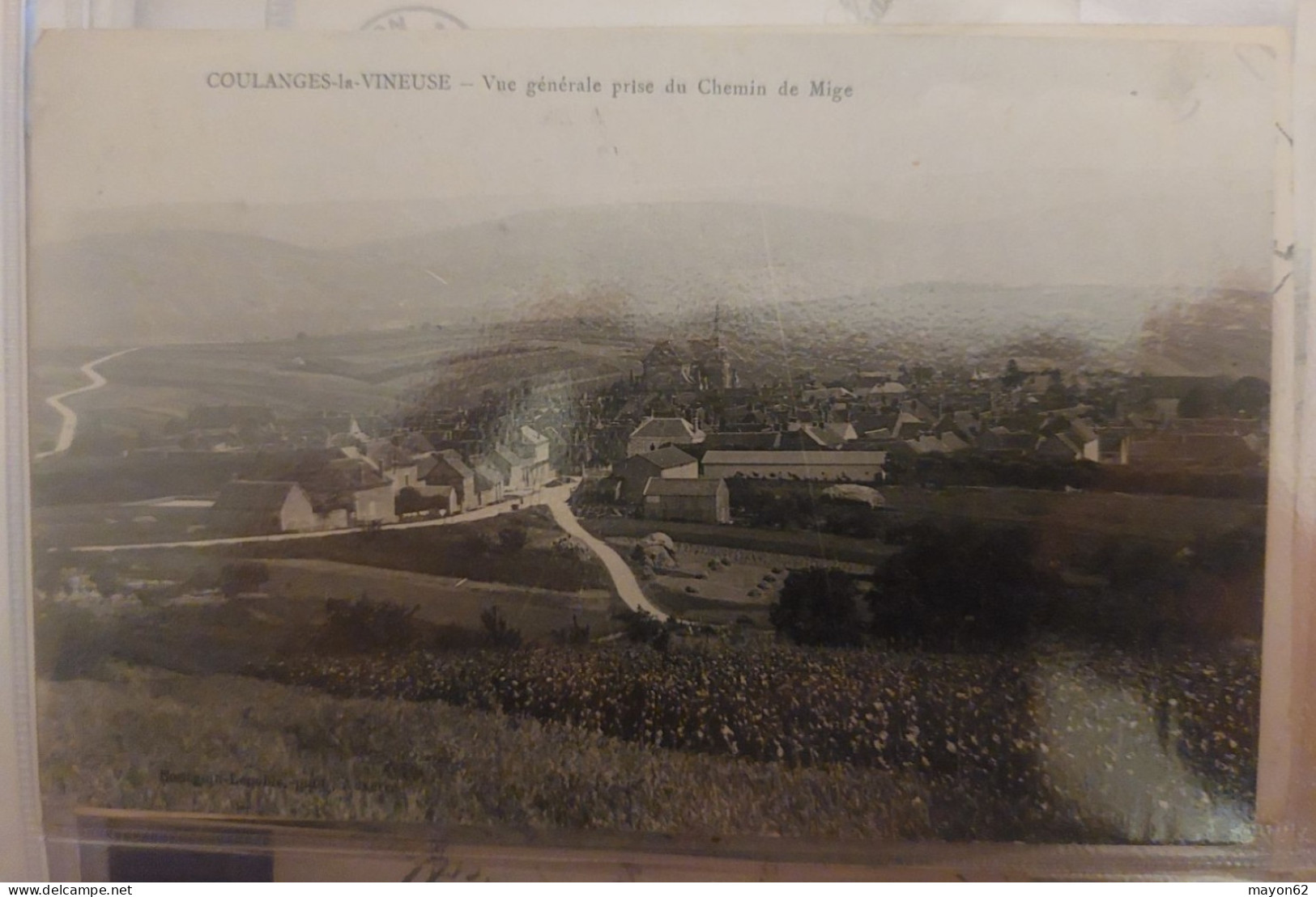 COULANGES LA VINEUSE 89 - RARE CLICHE VUE GENERALE PRISE DU CHEMIN DU MIGE -  CIRCULEE - Coulanges La Vineuse