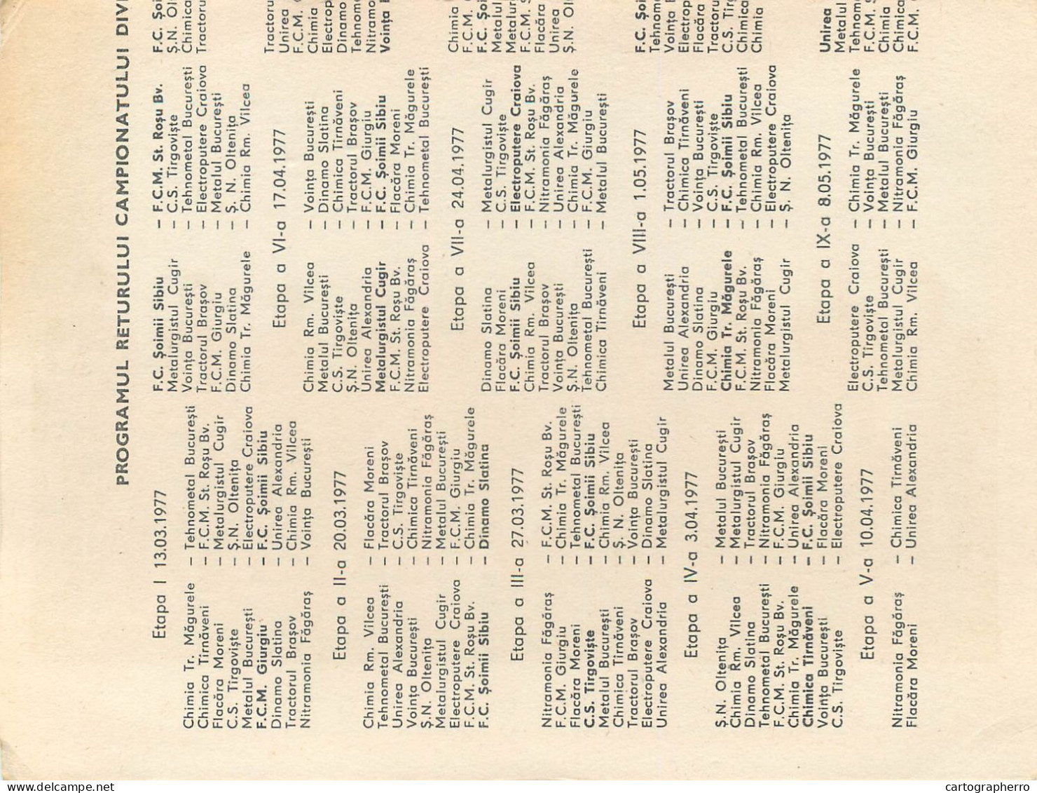 Romania F.C. Soimii Sibiu 1977 Paper Ephemera 2scans - Habillement, Souvenirs & Autres