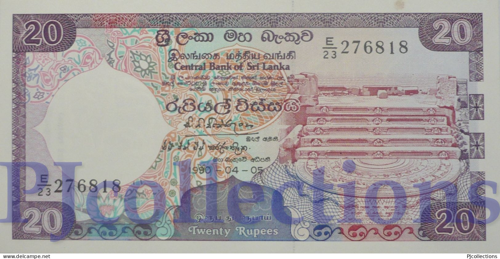 SRI LANKA 20 RUPEES 1990 PICK 97c UNC - Sri Lanka