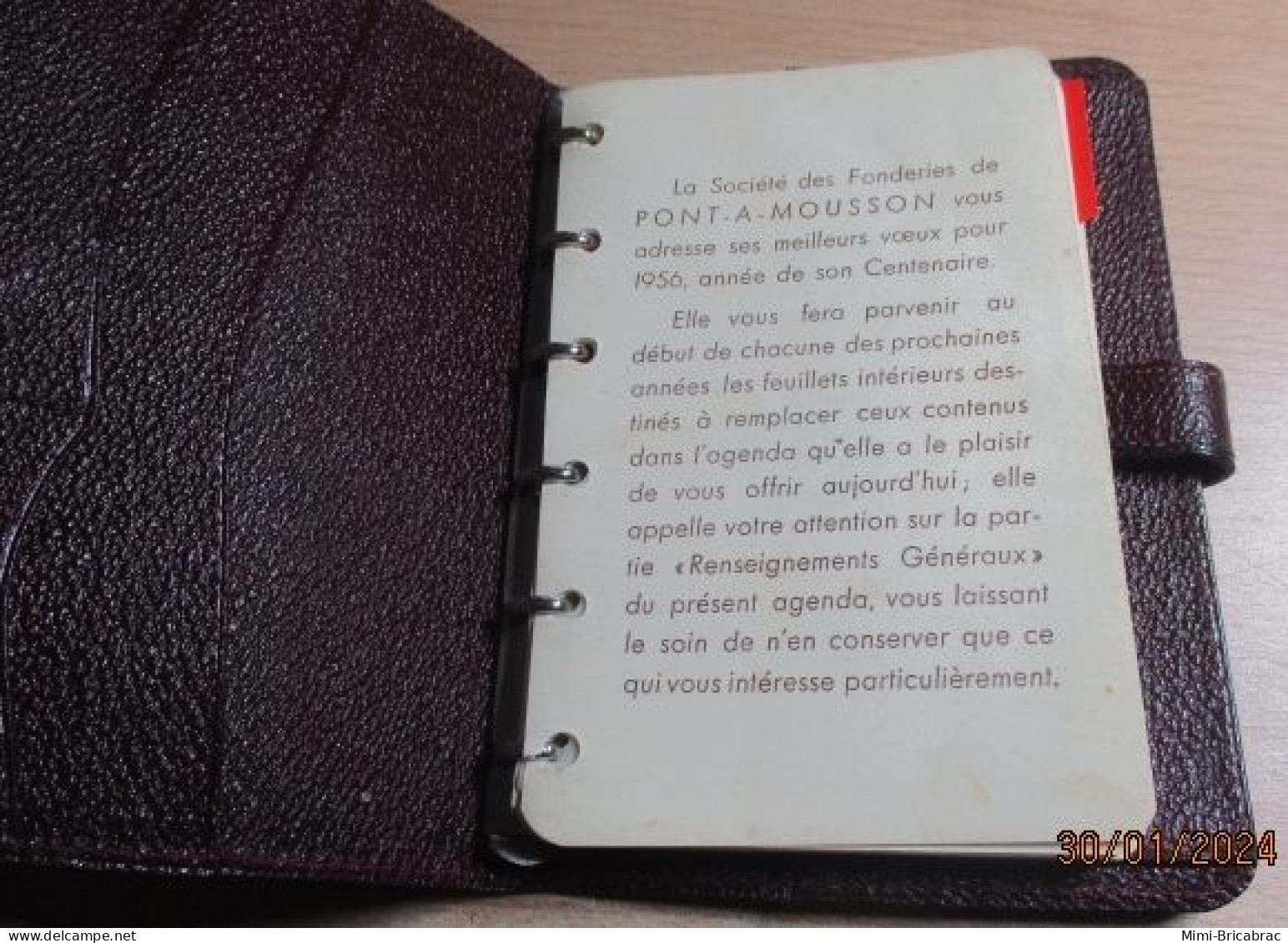 Agenda De Poche PONT A MOUSSON Année 1956 , Exc. état , Dim 13 Cm X 9 , Plein D'infos Utile, Empire Colonial Français - Andere & Zonder Classificatie