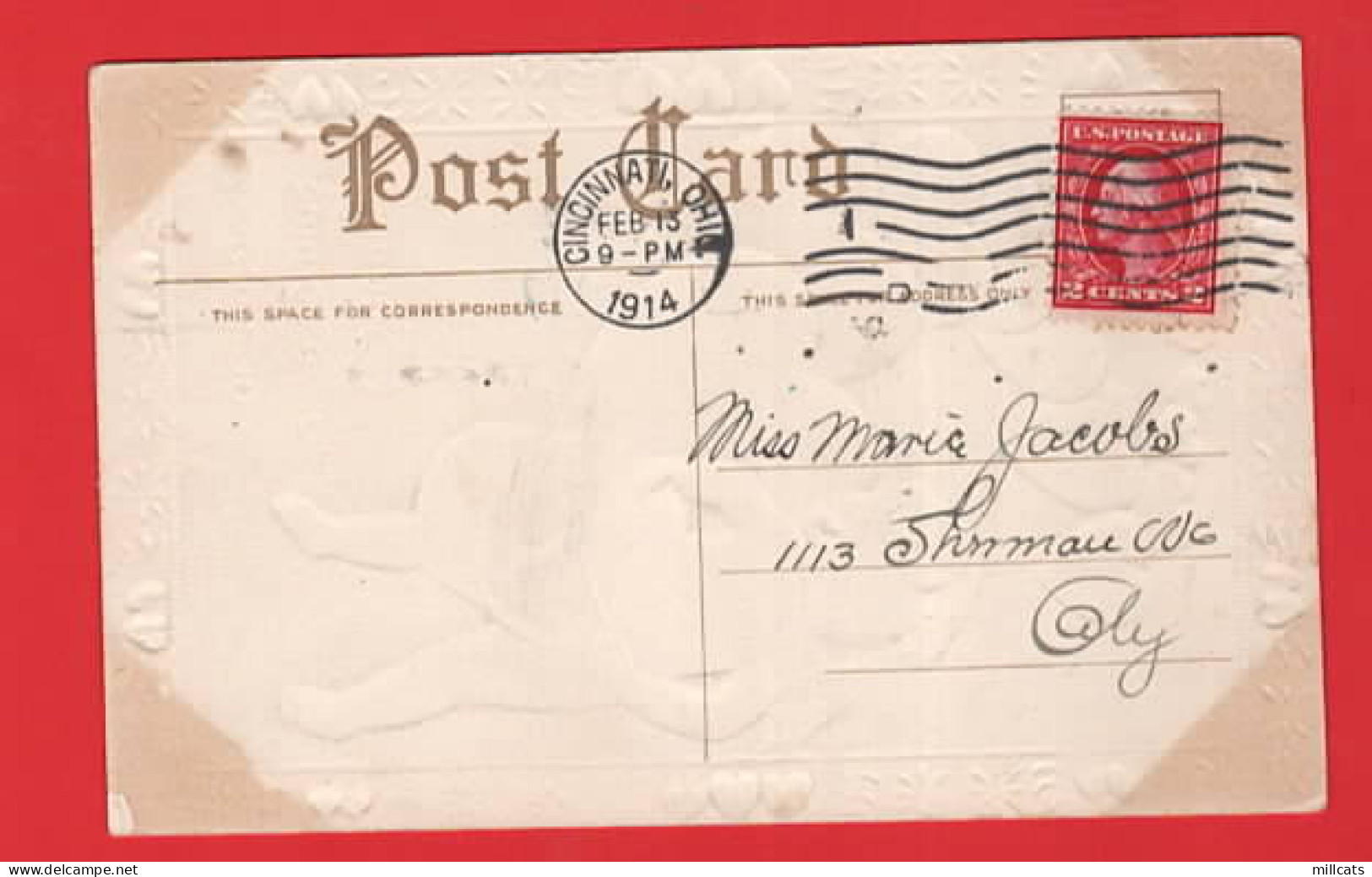 VALENTINE'S DAY  FANTASY HEARTS   CHERUB  ANGEL  Pu 1914 NICE CINCINNATI POSTMARK - Valentine's Day