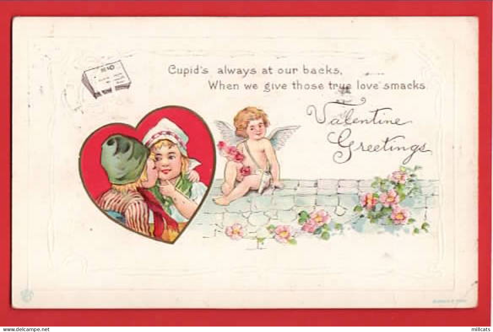 VALENTINE'S DAY  FANTASY HEARTS   CHERUB  ANGEL DUTCH CHILDREN  Pu 1917 NICEOSTMARK - Valentijnsdag