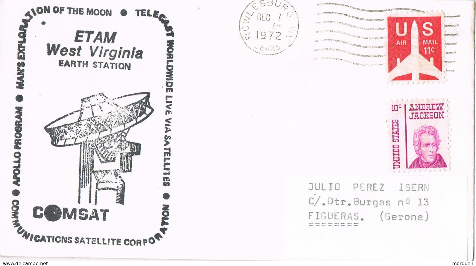 53840. Carta ROWLESBURG (Wv) 1972. SPACE, Espacio, Station Comsat. APOLLO Program - Lettres & Documents