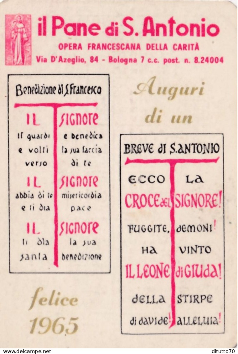 Calendarietto - Il Pane Di S.antonio - Opera Francescana - Bologna - Anno 1965 - Petit Format : 1961-70