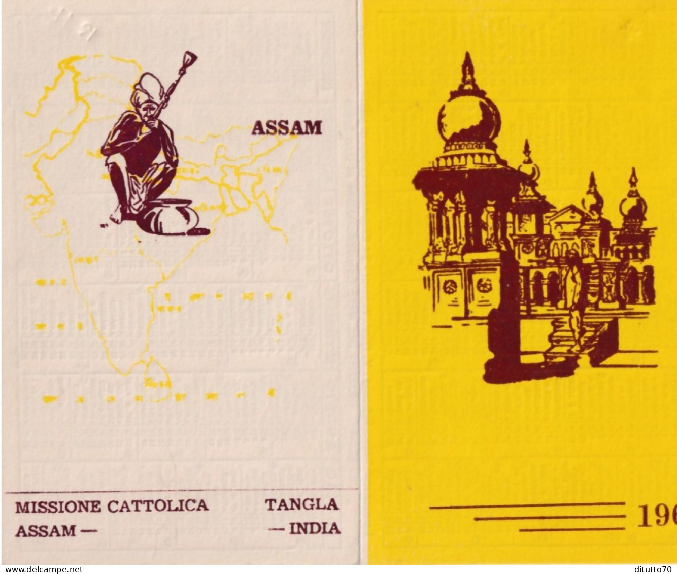 Calendarietto - Missione Cattolica - Assam - India - Anno 1961 - Petit Format : 1961-70