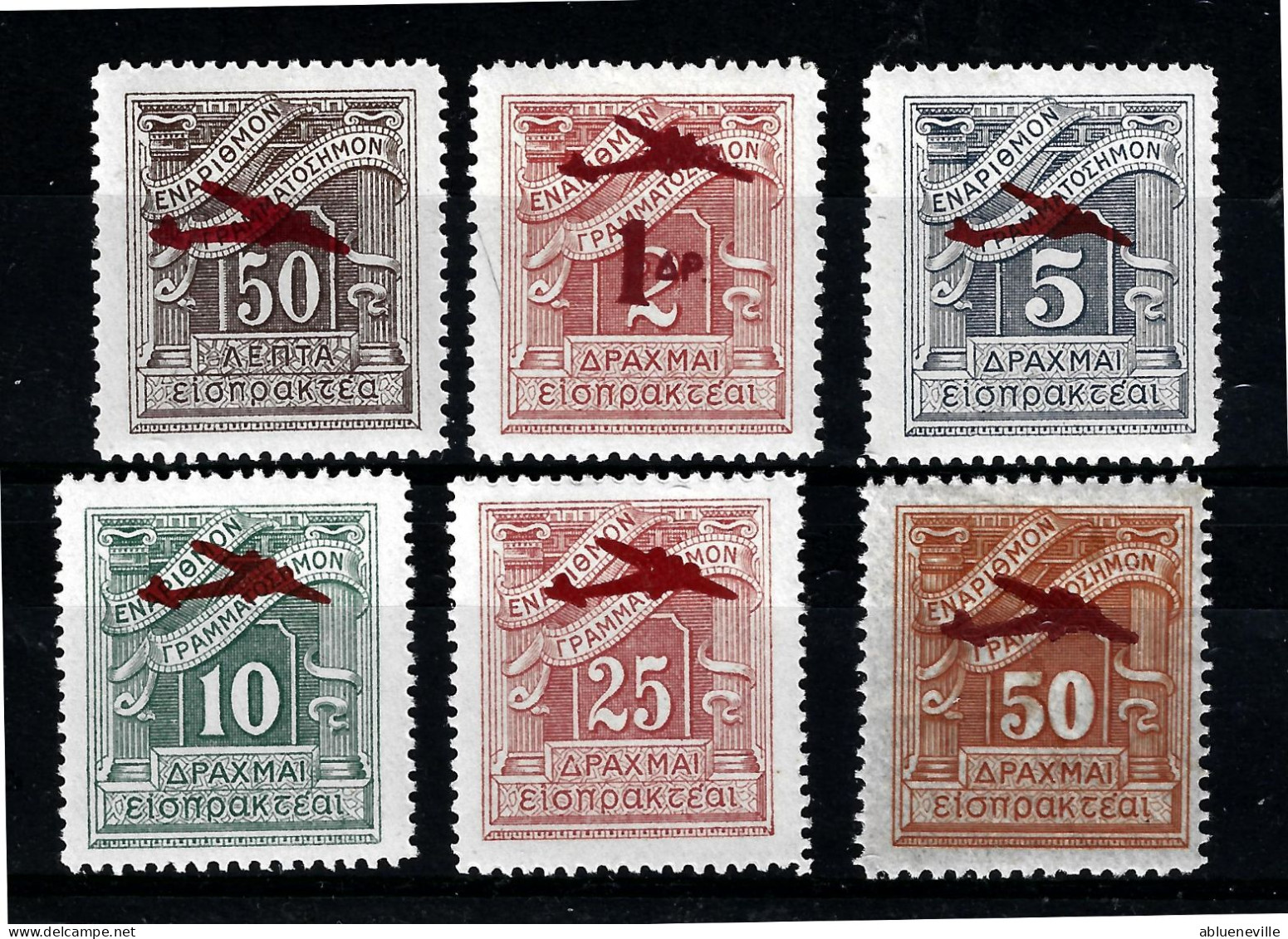 1938-42 Greece Airplane Overprints Almost Complete MNH/** - Neufs