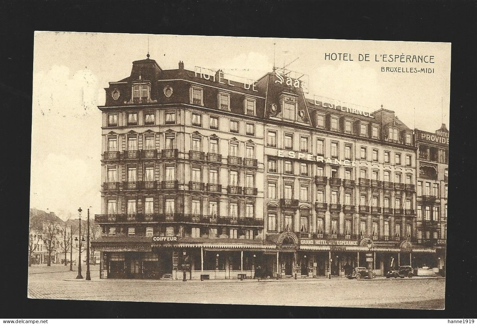 Bruxelles Midi Hotel De L' Esperance Briefstempel 1937 Brussel Htje - Pubs, Hotels, Restaurants