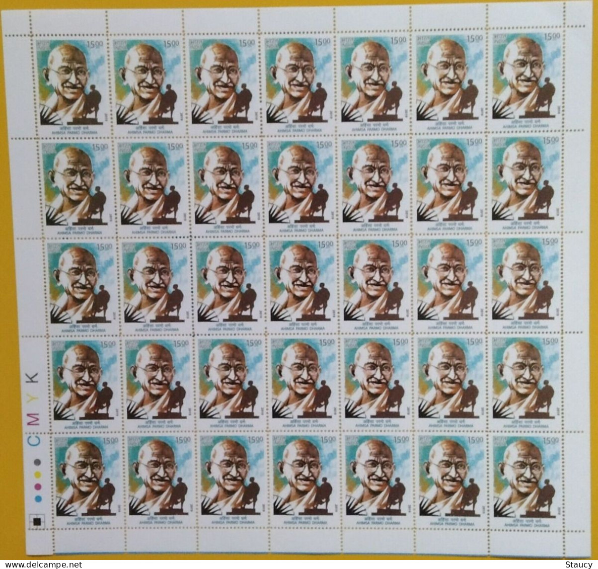 INDIA 2019 Mahatma Gandhi Ahimsa Parmo Dharma Dove Peace Rs.15.00 FULL SHEET MNH P.O Fresh & Fine As Per Scan - Neufs