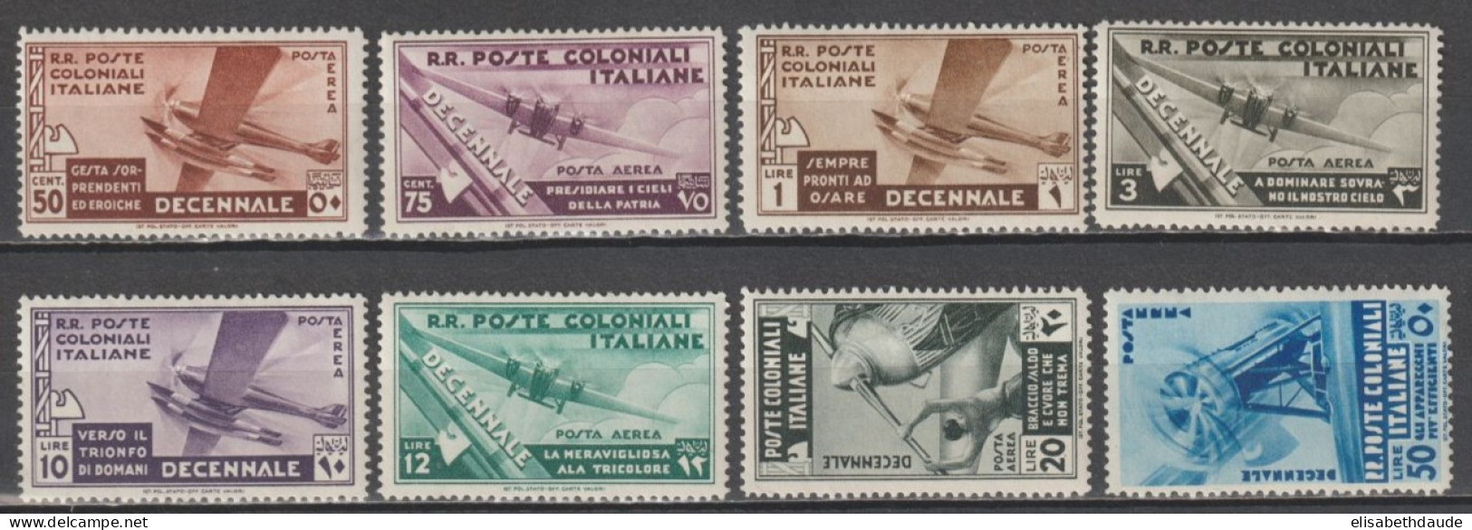 COLONIES ITALIENNES - 1933 - SERIE COMPLETE POSTE AERIENNE YVERT N° 22/29 * MLH - COTE 2020 = 101 EUR - Algemene Uitgaven