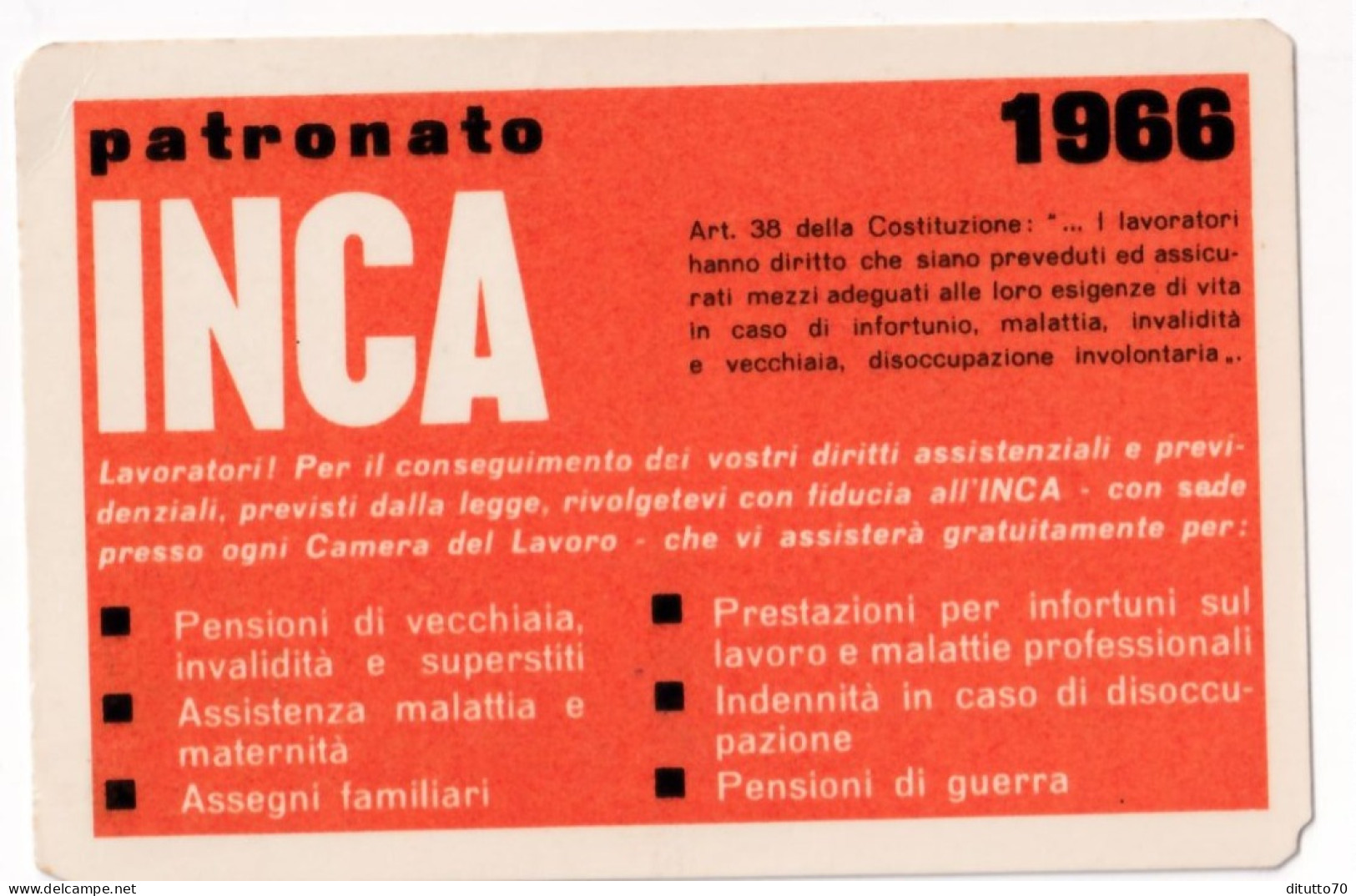 Calendarietto - Patronato Inca - Anno 1966 - Petit Format : 1961-70
