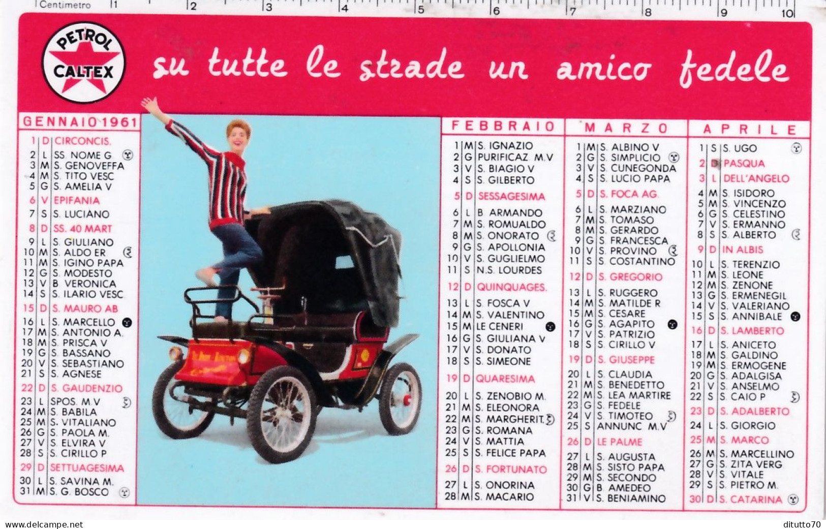 Calendarietto - Petrol Caltex - Anno 1961 - Petit Format : 1961-70