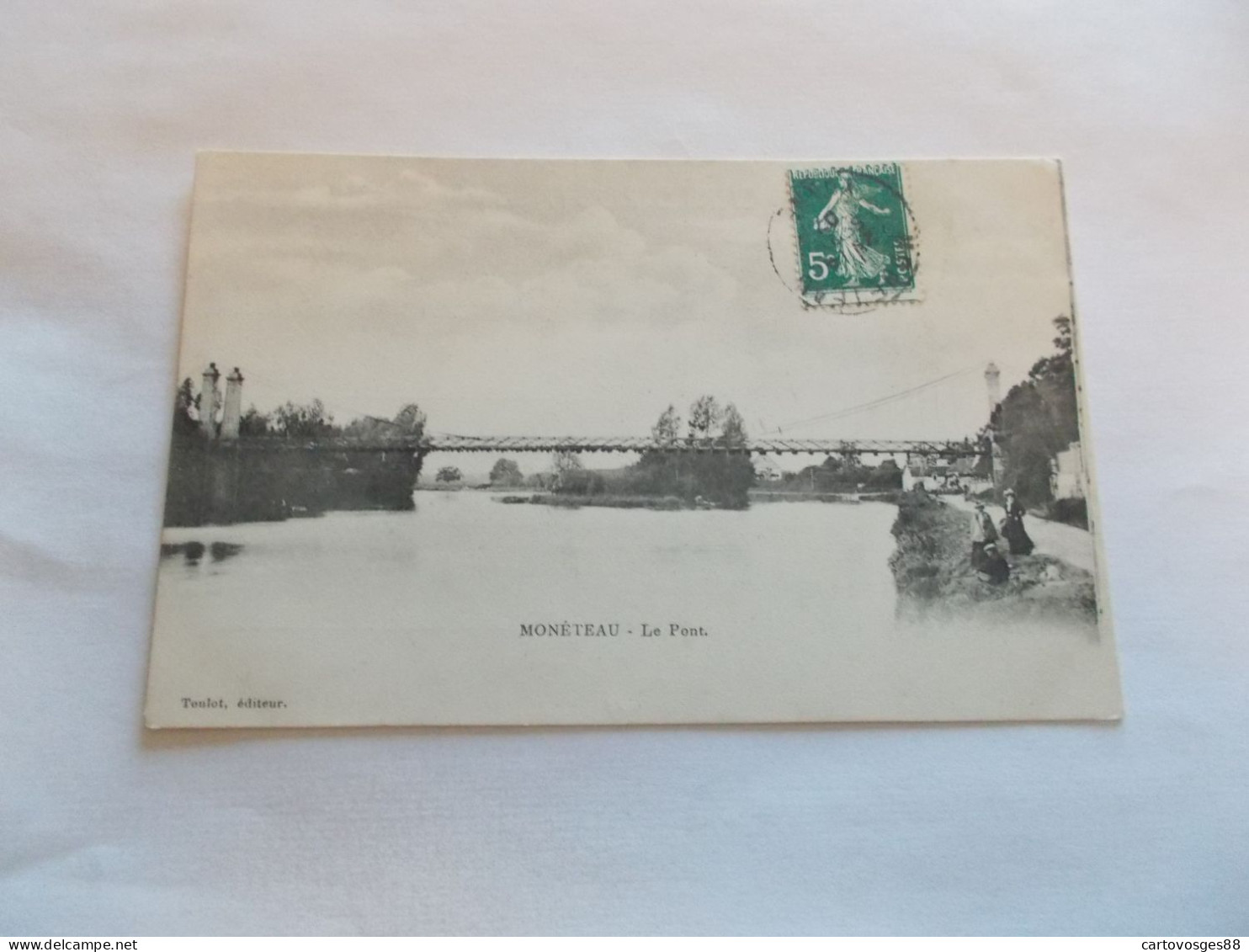 MONETEAU  ( 89 Yonne ) LE PONT ANIMEES  PECHEUR 1907 - Moneteau