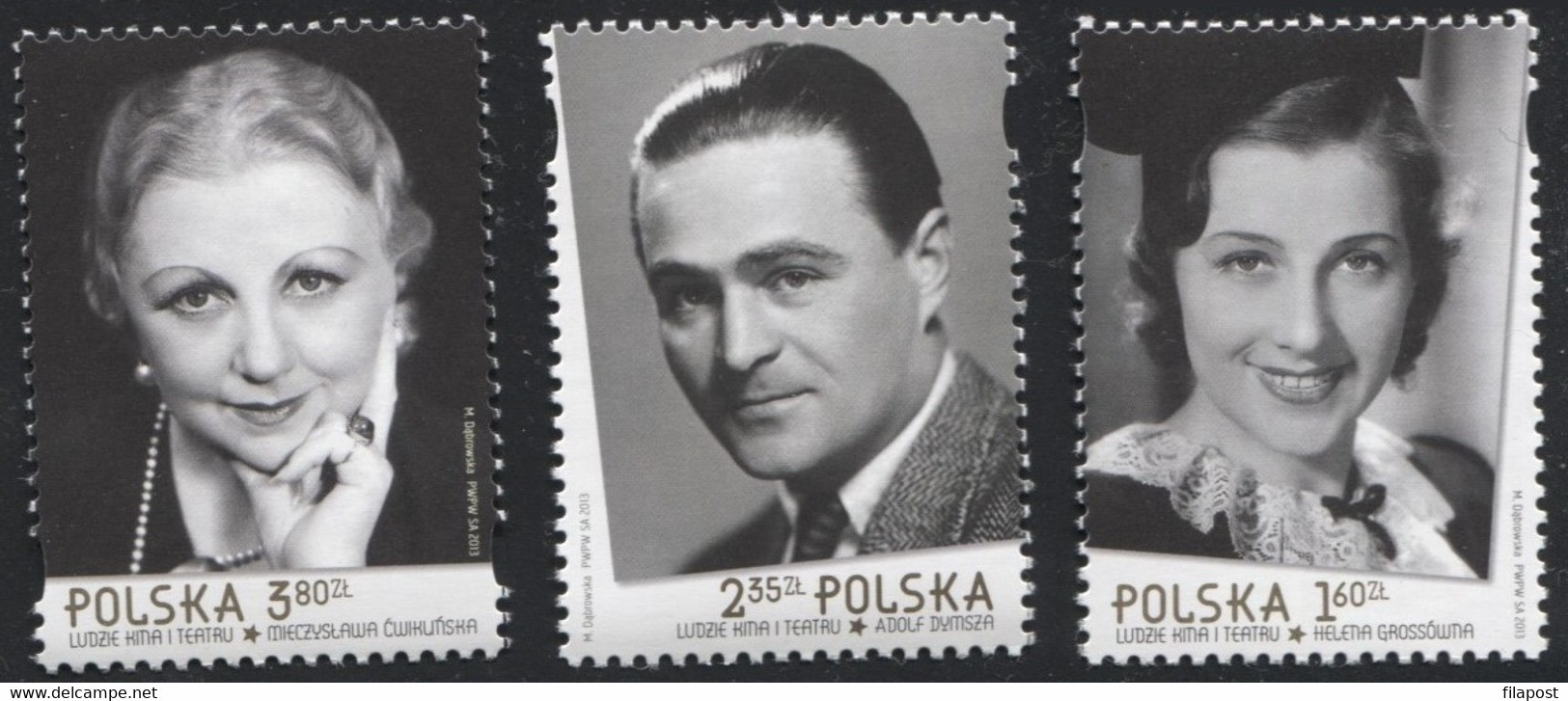 POLAND 2013, Mi 4650-52 People Of Cinema And Theatre, Actors, Actress, Art, Film MNH ** - Unused Stamps