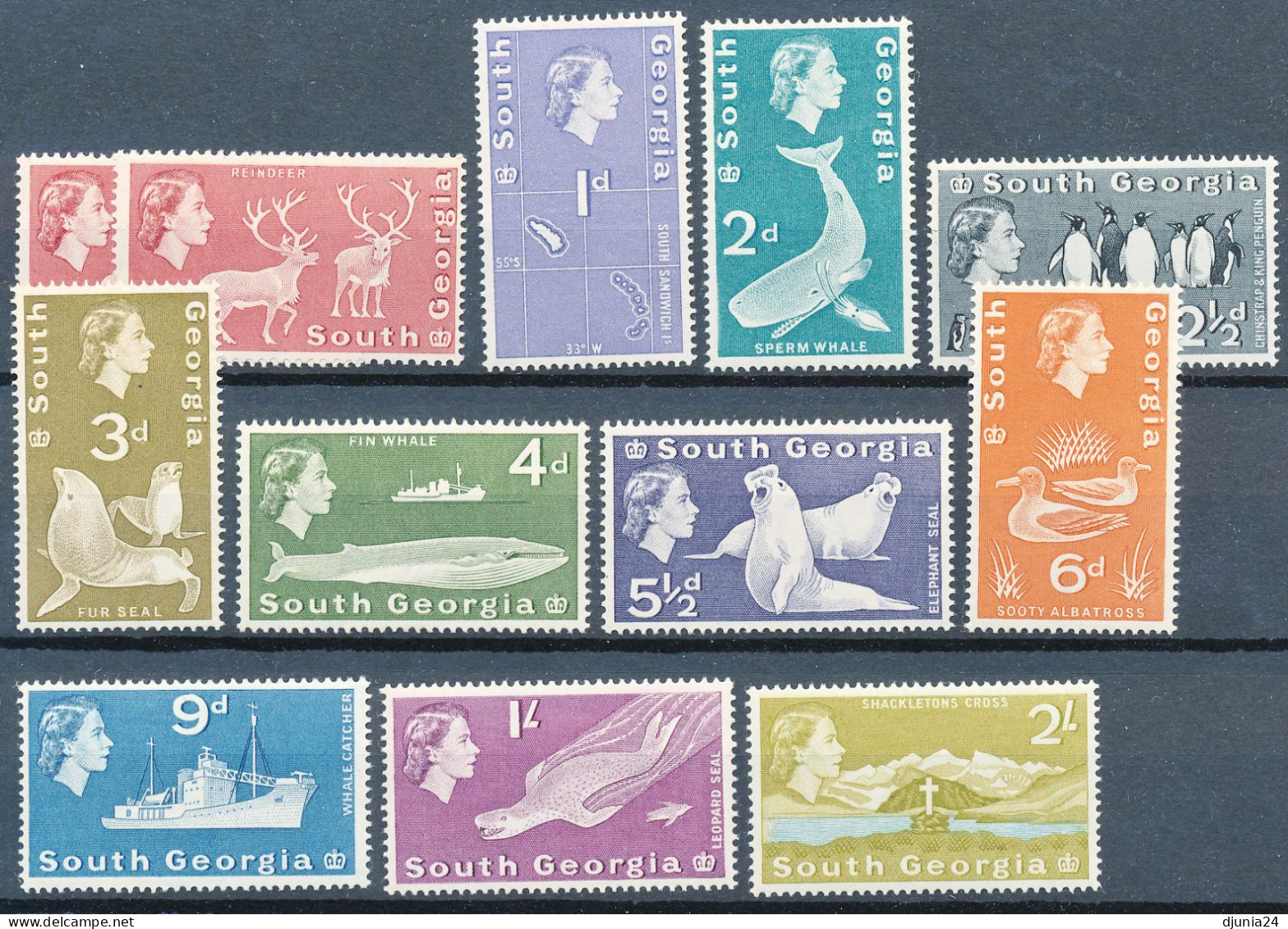 BF0295 /  SOUTH GEORGIA / SÜDGEORGIEN  - 1963  -  Fauna  ,  Michel 9A - 23A  ** / MNH - Géorgie Du Sud