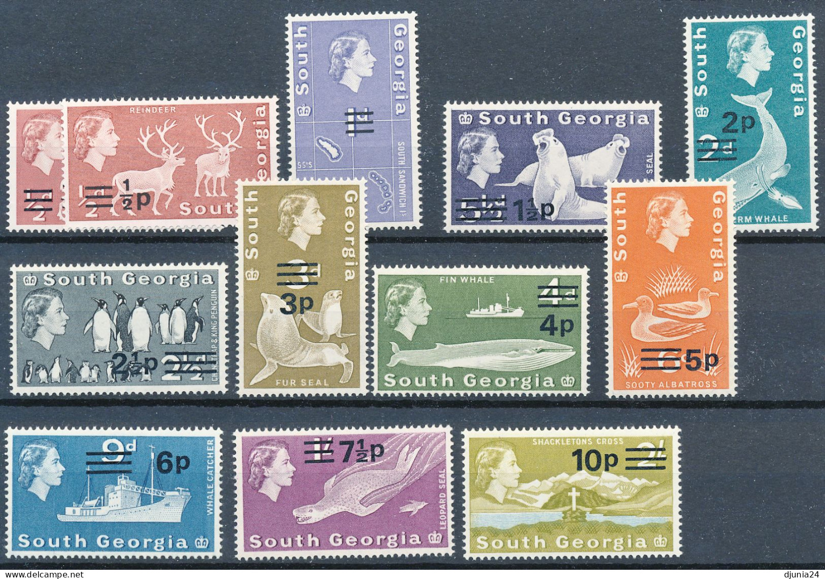 BF0296 /  SOUTH GEORGIA / SÜDGEORGIEN  - 1971  -  Fauna Mit Aufdruck ,  Michel 25-38  ** / MNH - Georgia Del Sud