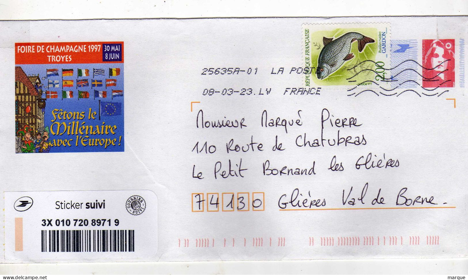 Enveloppe FRANCE Prêt à Poster Oblitération LA POSTE 25635A-01 08/03/2023 LV - PAP : Altri (1995-...)