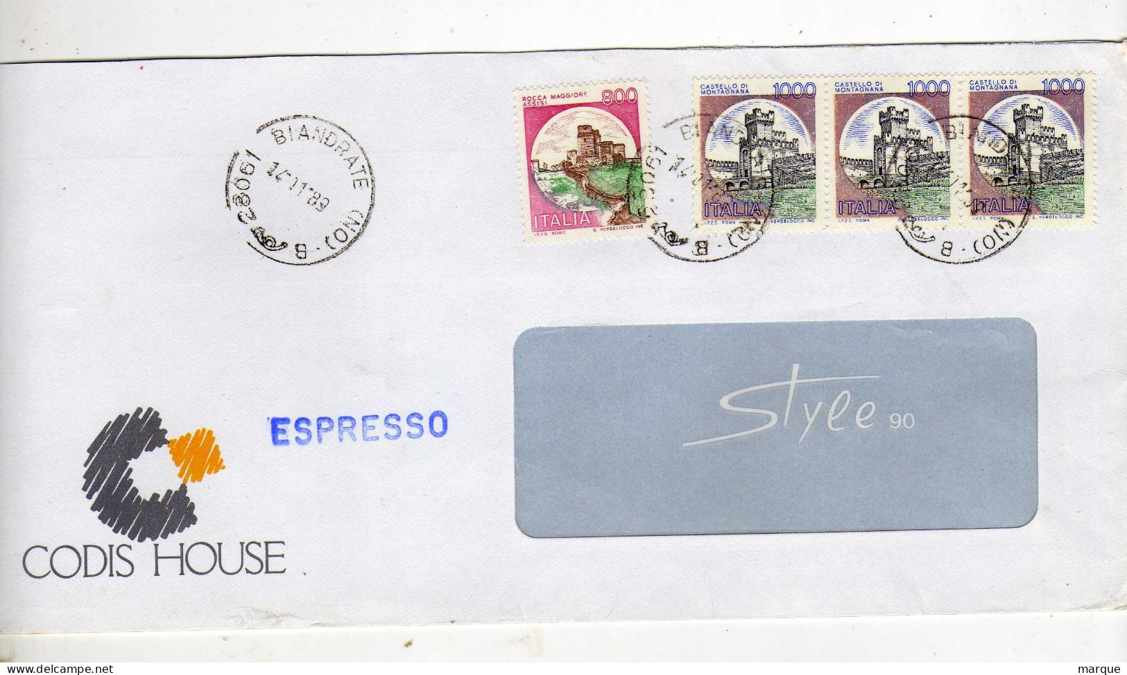 Enveloppe ITALIE ITALIA Oblitération 28061 BIANDRATE 14/11/1989 - 2001-10: Storia Postale