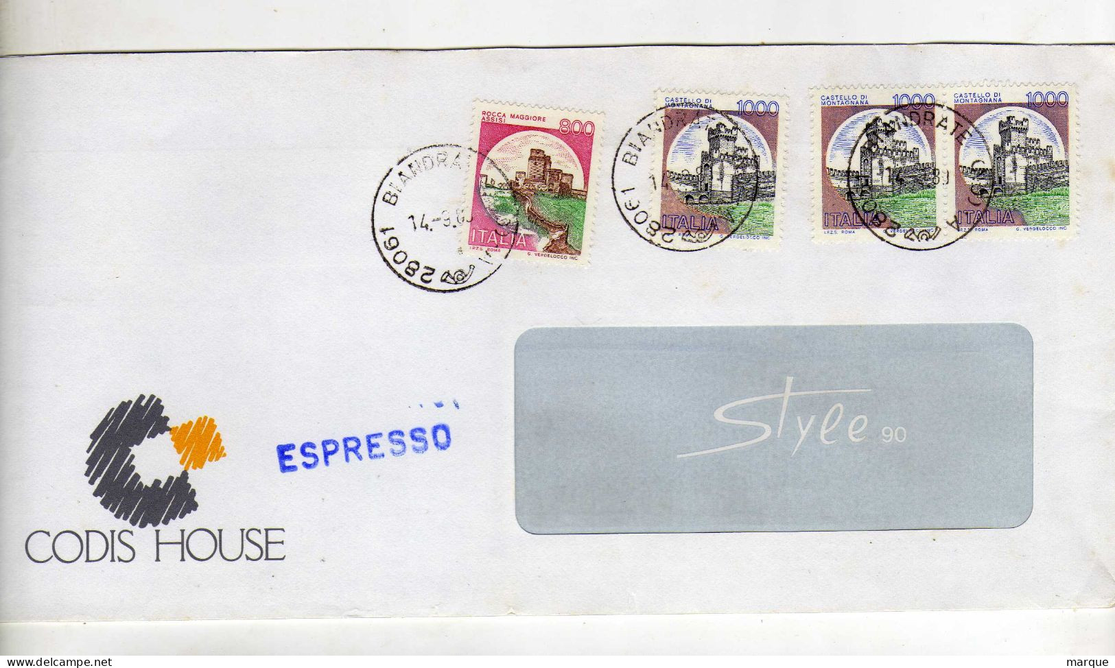 Enveloppe ITALIE ITALIA Oblitération 28061 BIANDRATE 14/09/1989 - 2001-10: Storia Postale