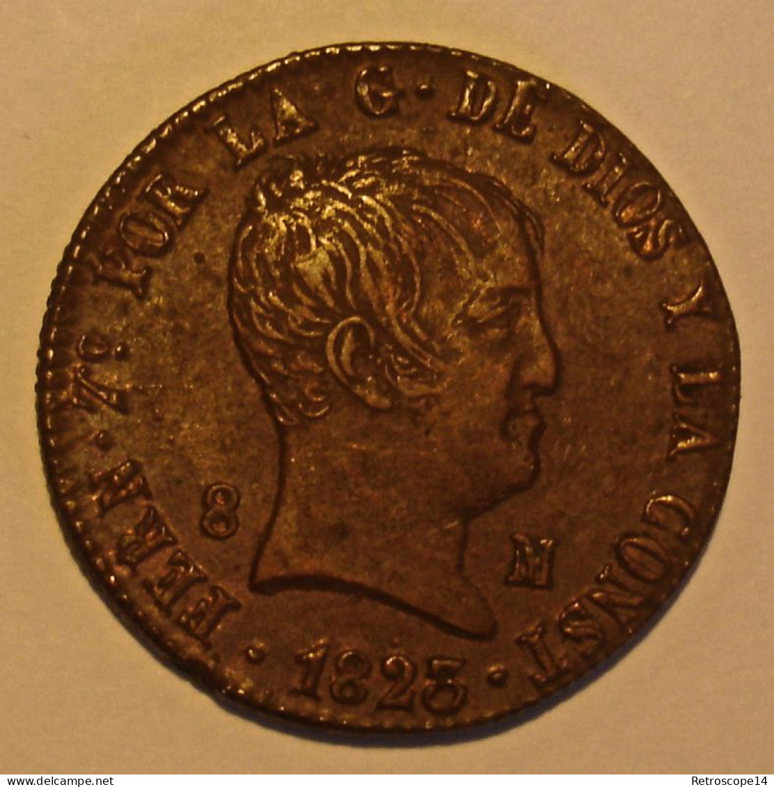 RARO 1823 FERDINAND VII 8 MARAVEDIS ANVERSO 8/M Segovia Espagna Muy Hermosa. - Provincial Currencies