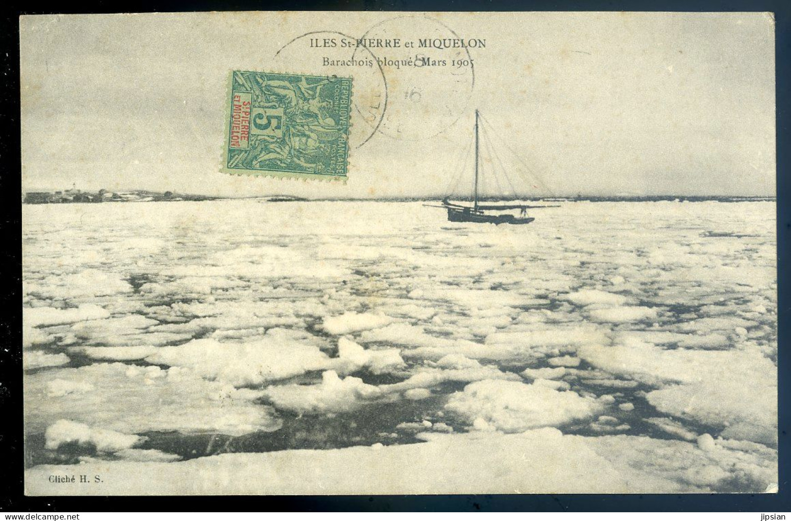 Cpa  Iles De St Pierre Et Miquelon -- Barachois Bloqué En Mars 1905 STEP36 - Saint-Pierre-et-Miquelon