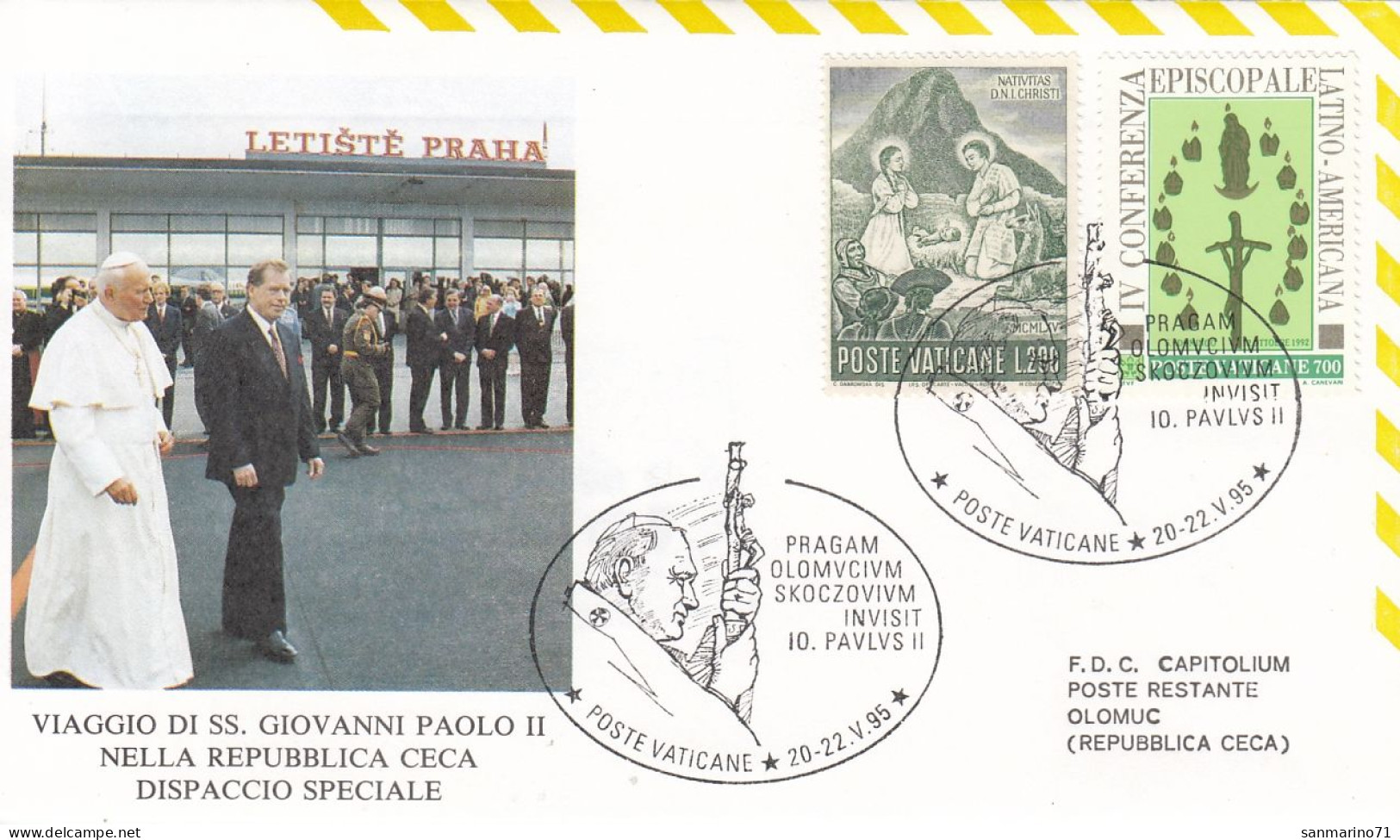 VATICAN Cover 7-34,popes Travel 1995,Czech Republic - Papi