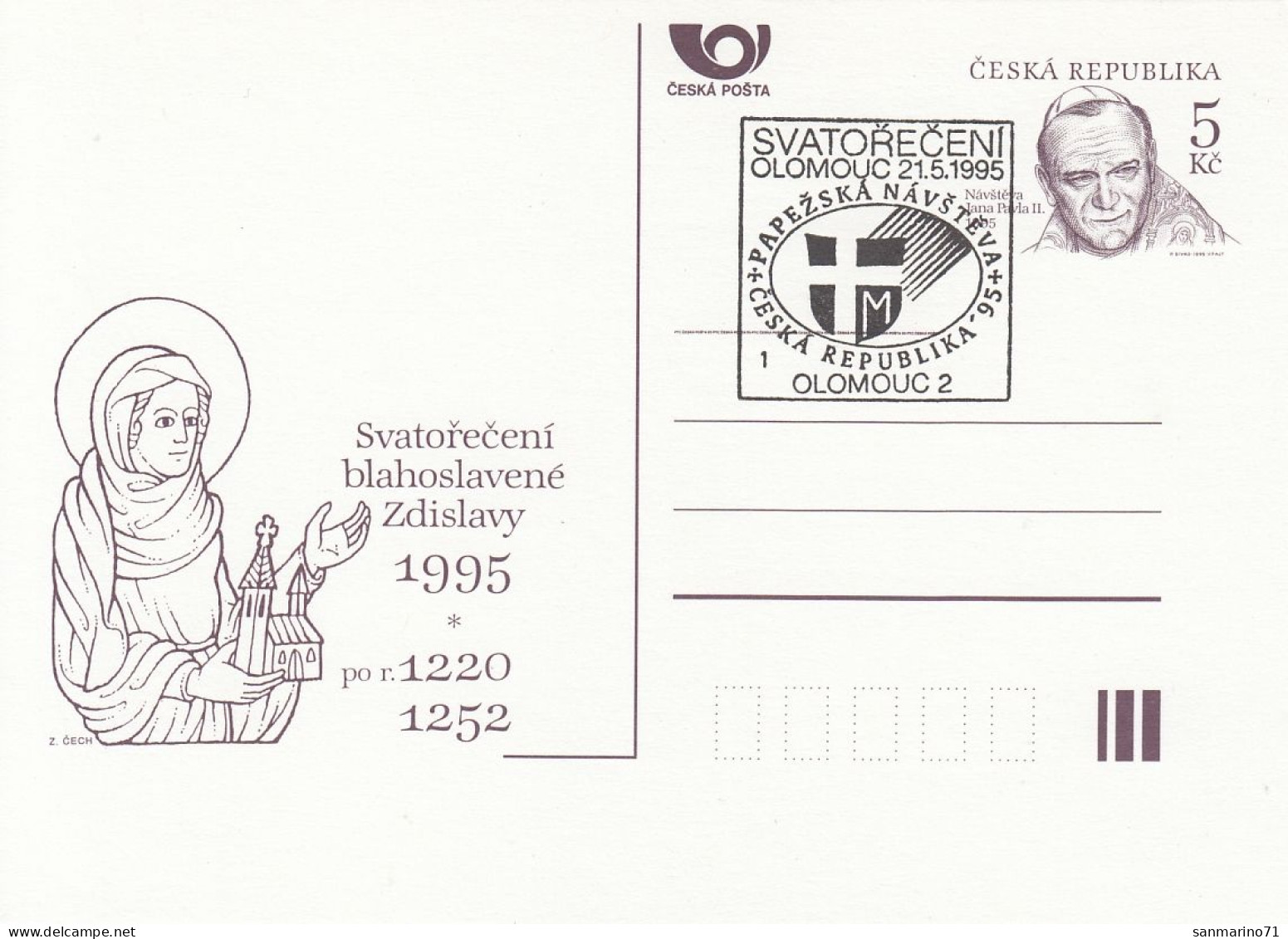 CZECH REPUBLIC Postal Stationery 7-35,popes Travel 1995 - Papi