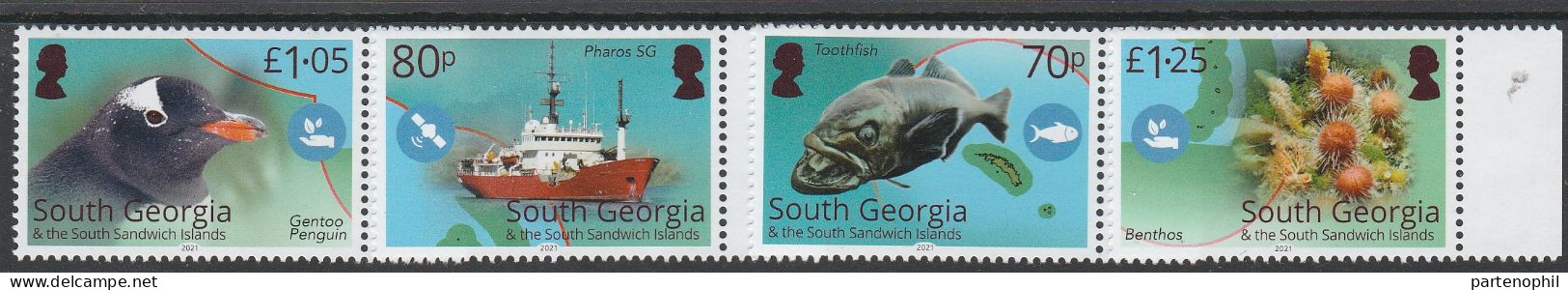 South Georgia 2021 - Def. Fauna, Birds Fishes MNH - Géorgie Du Sud