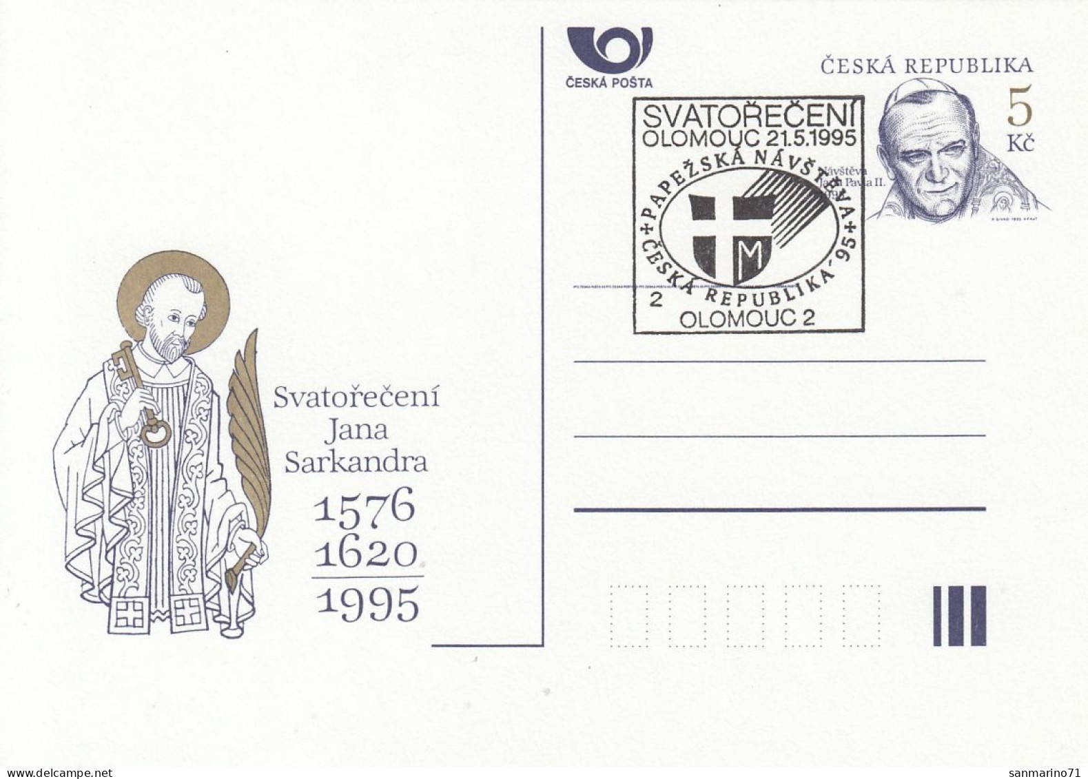 CZECH REPUBLIC Postal Stationery 7-36,popes Travel 1995 - Papi