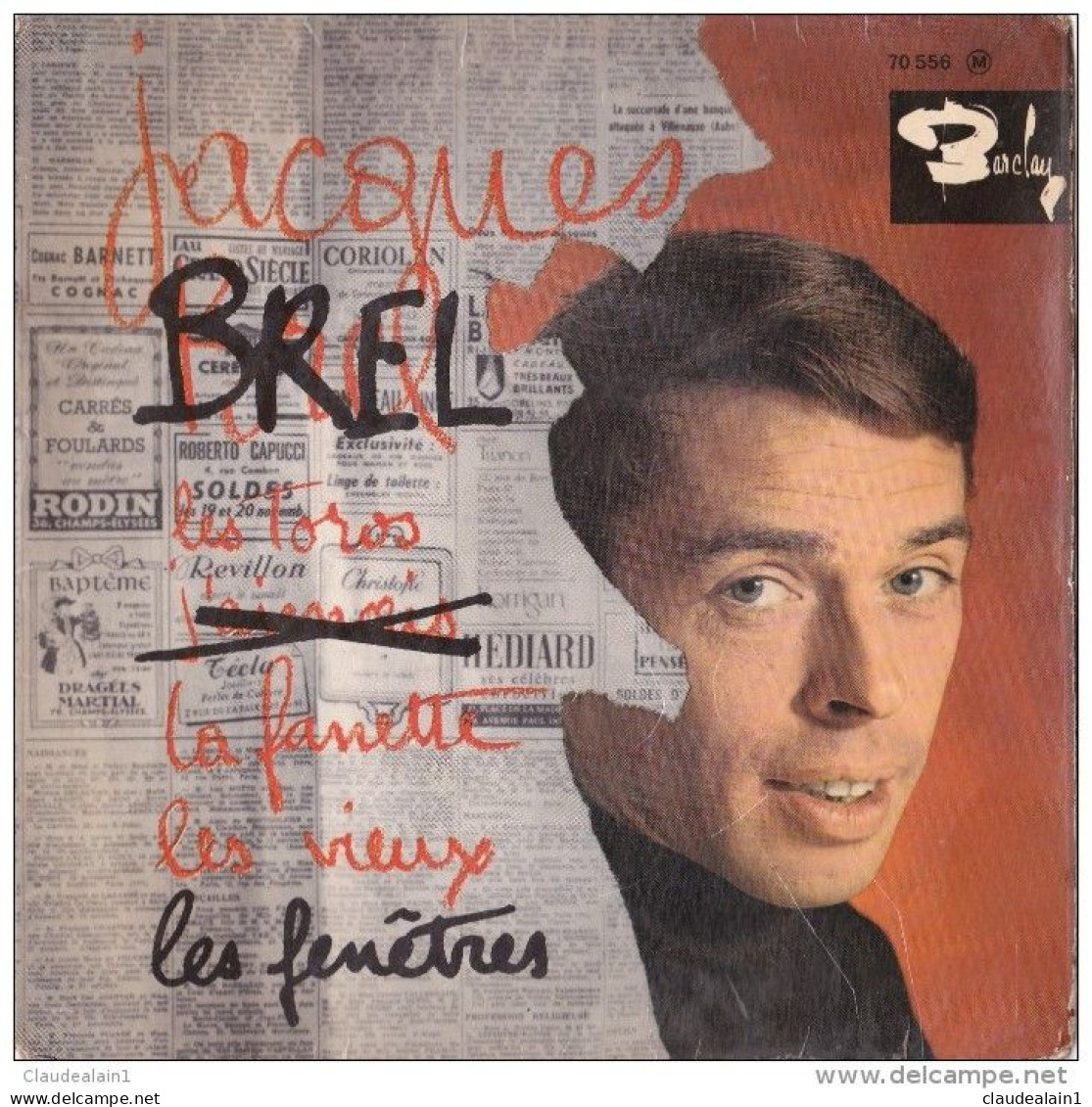 DISQUE VINYLE 45T LONGUE DUREE - JACQUES BREL - DISQUE BARCLAY - - Collectors