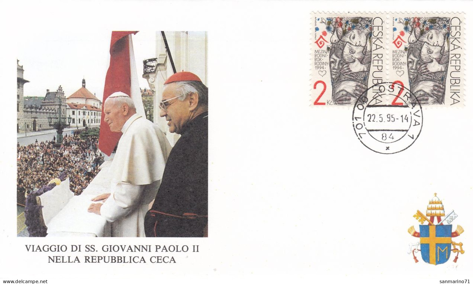 CZECH REPUBLIC Cover 7-38,popes Travel 1995 - Papi