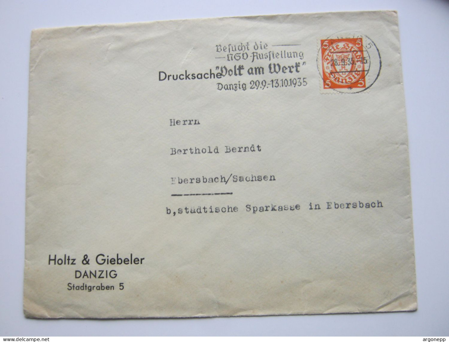 1935 , DANZIG , Drucksache  Mit Werbestempel : NSV - Ausstellung - Storia Postale