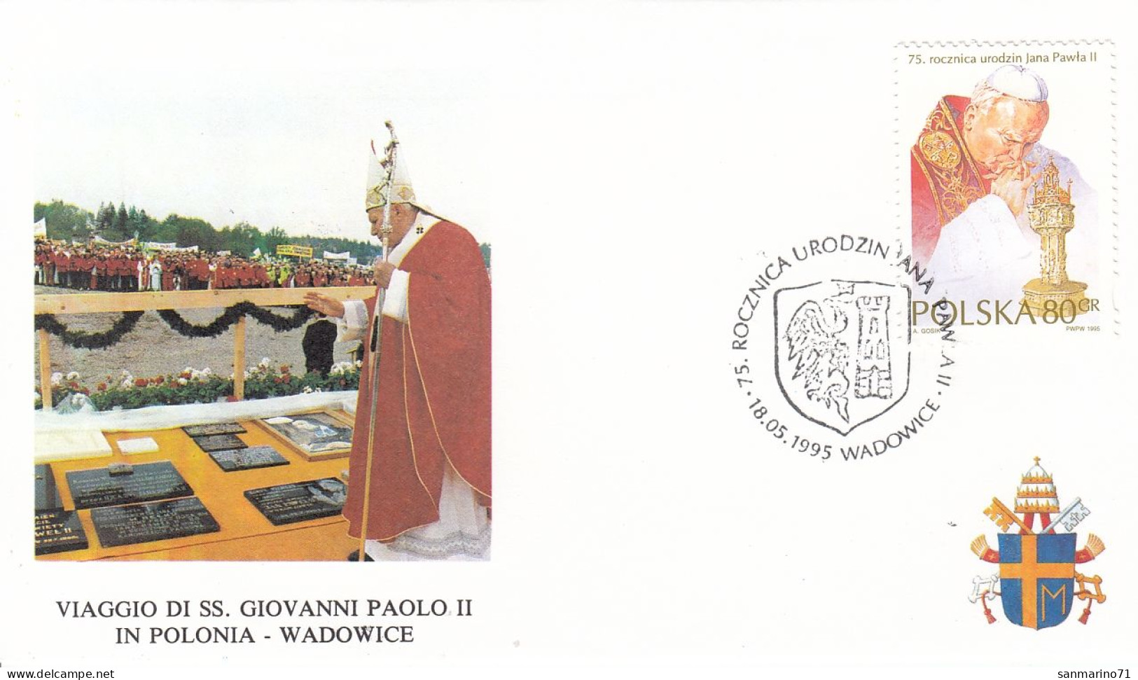 POLAND Cover 7-40,popes Travel 1995 - Papi