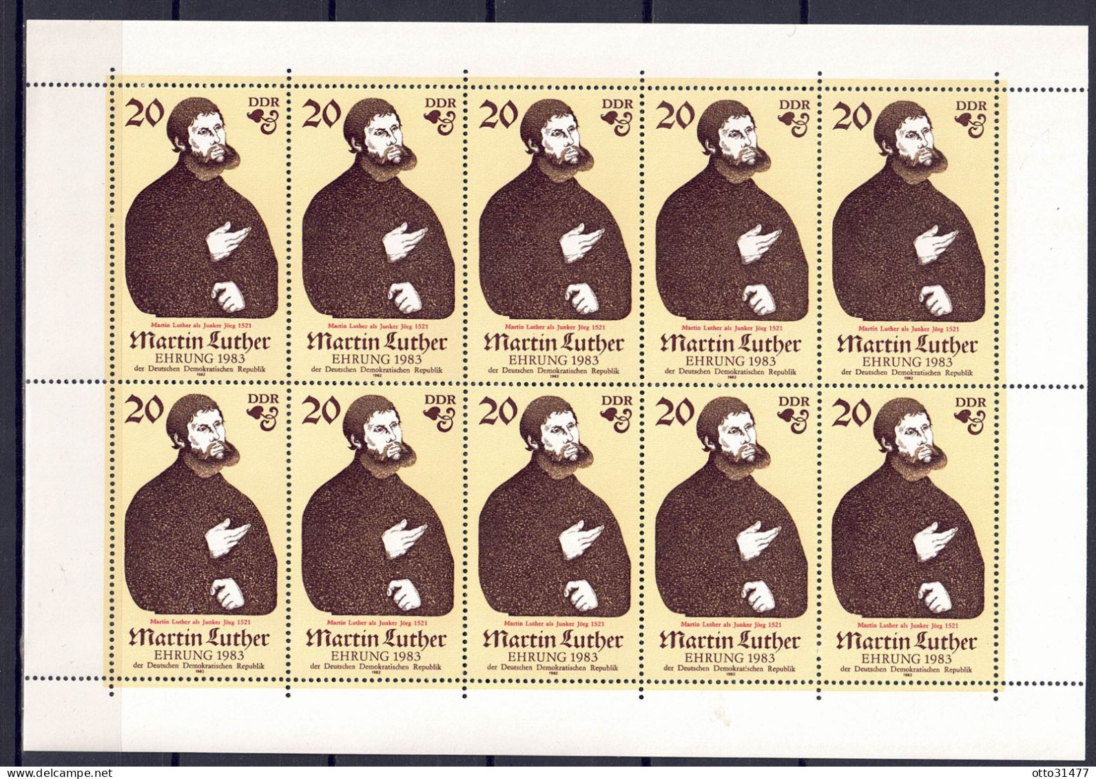 DDR 1982 - Martin Luther, Nr. 2755 Im Klb., Postfrisch ** / MNH - 1981-1990