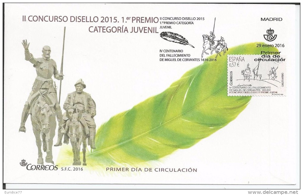 Spain 2016 - Universo Cervantes FDC - First Day Cover - 1931-....