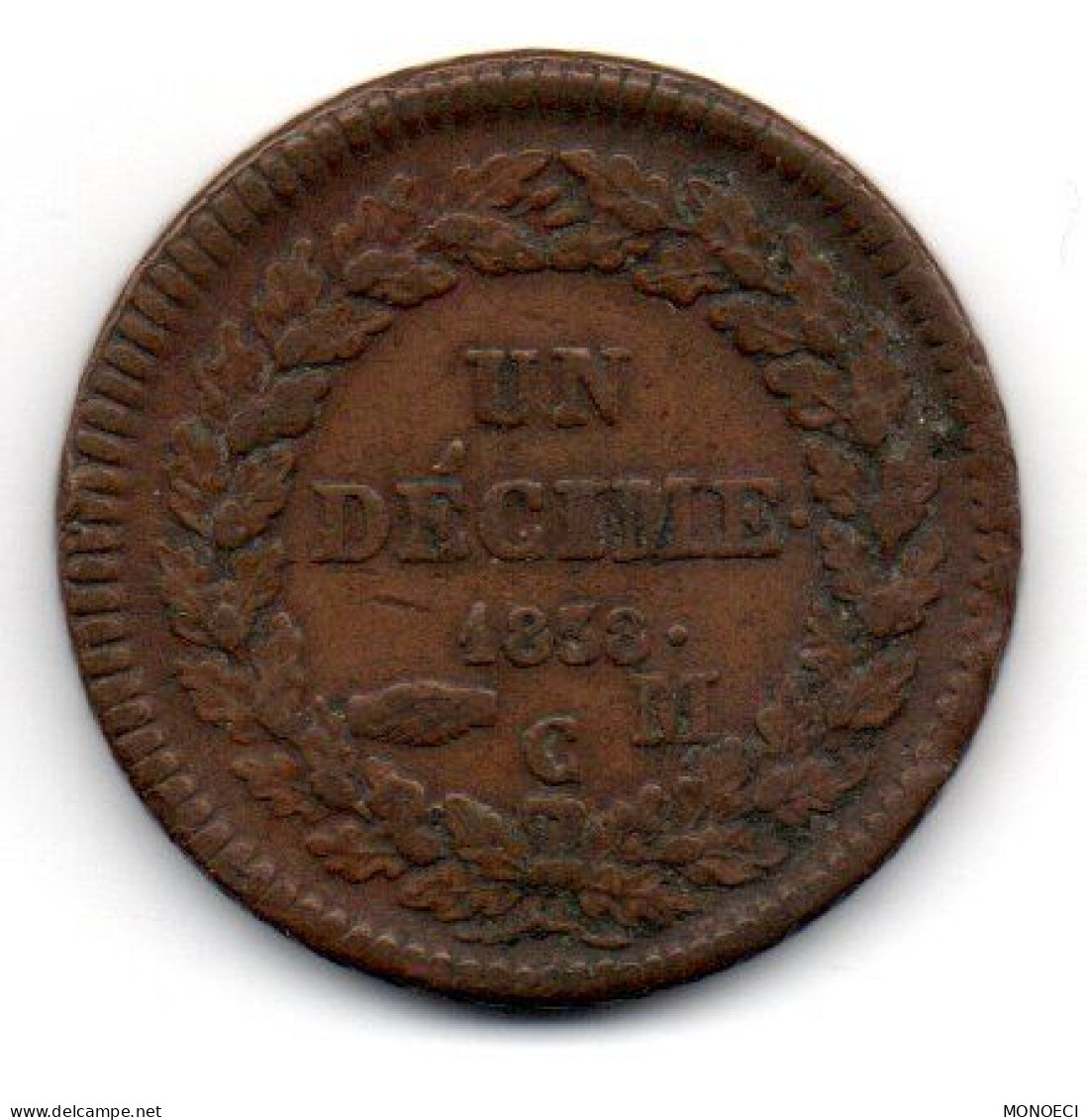 MONACO -- MONTE CARLO -- Pièce Bronze De UN Décime Honoré V - 1819-1922 Onorato V, Carlo III, Alberto I