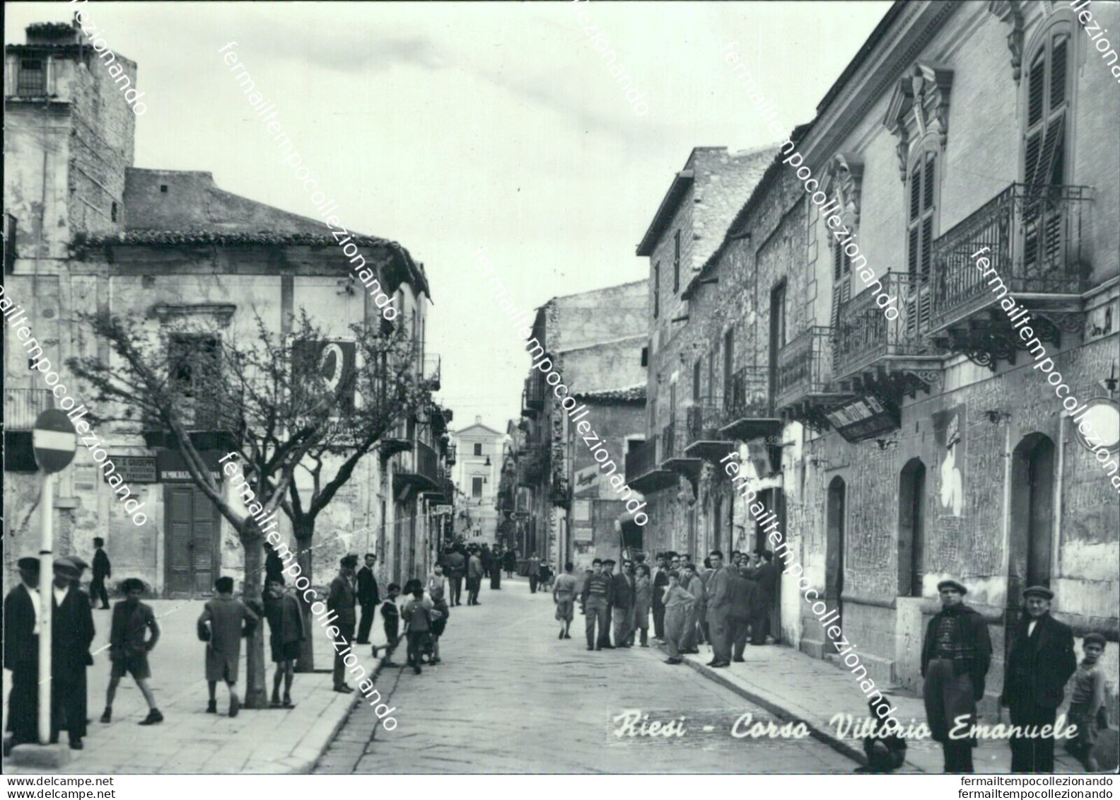 Cd75 Cartolina Riesi Corso Vittorio Emanuele Caltanisetta Sicilia - Caltanissetta