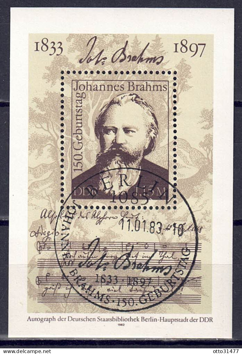 DDR 1983 - Johannes Brahms, Block 69, Gestempelt / Used - 1981-1990