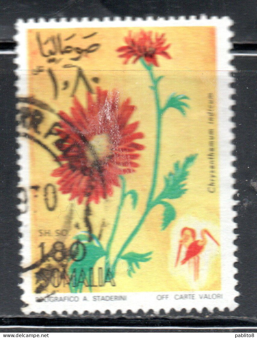 SOMALIA 1969 FLORA FLOWER CHRYSANTHEMUMS  STORKS 1.80sh USED USATO OBLITERE' - Somalia (1960-...)