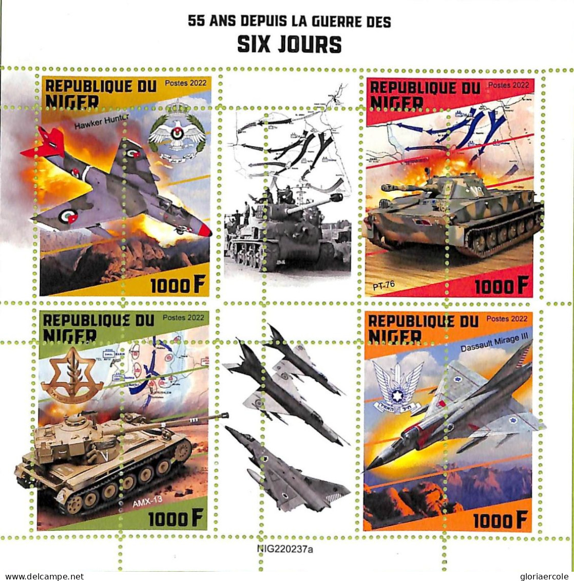 A9210 - NIGER - ERROR MISPERF Stamp Sheet -  2022 - WAR - Militaria