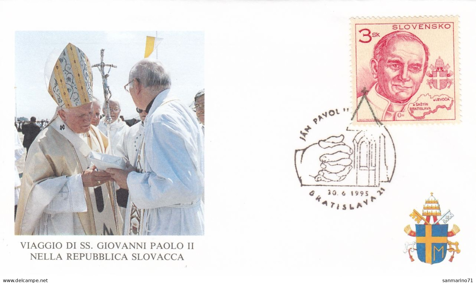 SLOVAKIA Cover 7-48,popes Travel 1995 - Papi