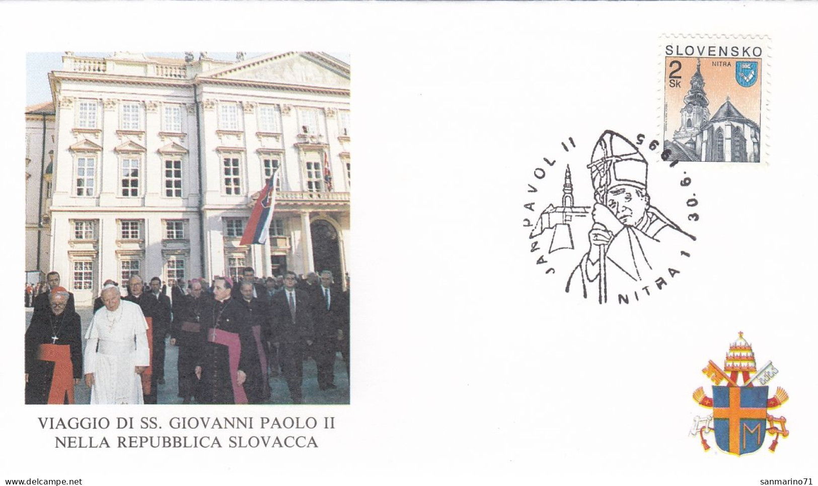 SLOVAKIA Cover 7-49,popes Travel 1995 - Papi