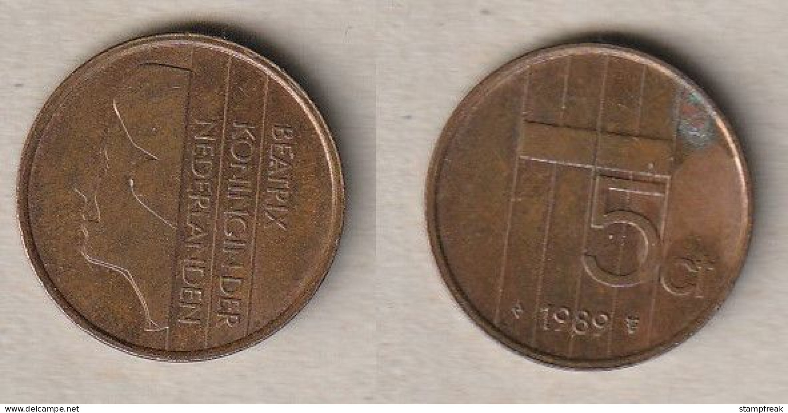 00173) Niederlande, 5 Cent 1989 - 1980-2001 : Beatrix