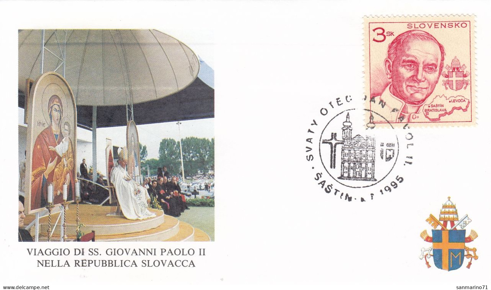 SLOVAKIA Cover 7-50,popes Travel 1995 - Papi