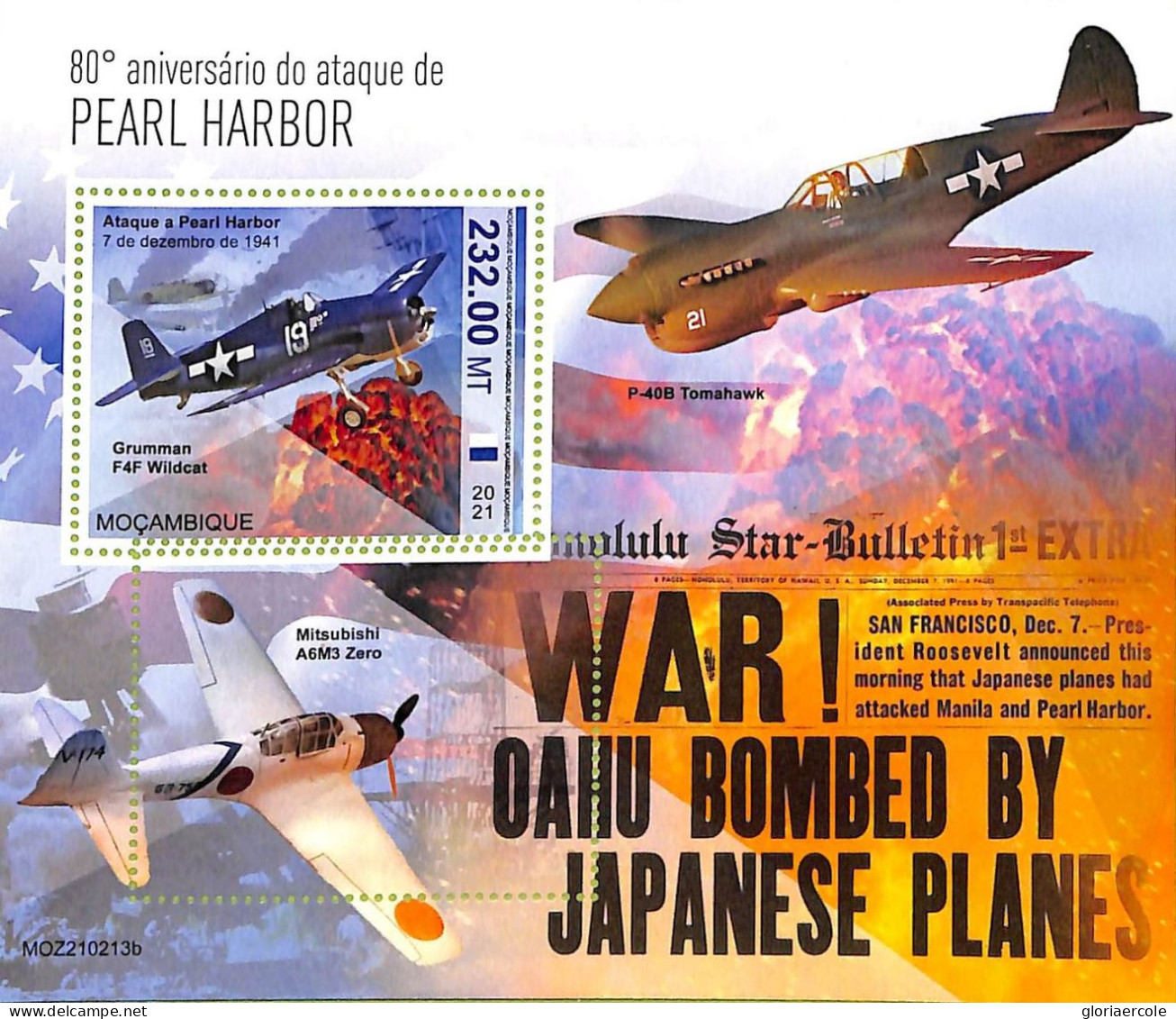 A9083 - Mozambique - ERROR MISPERF Stamp Sheet - 2021 - PEARL HARBOR, WAR - Militaria