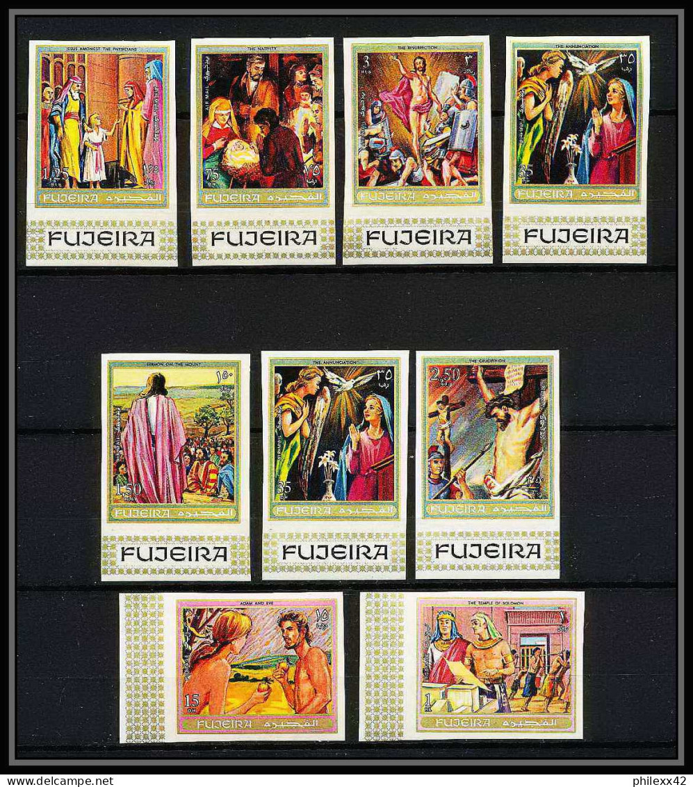 411c Fujeira MNH ** Mi N° 431 / 438 B Scènes From The Bible Adam Et Eve Jesus Christ Non Dentelé Imperf - Cristianesimo