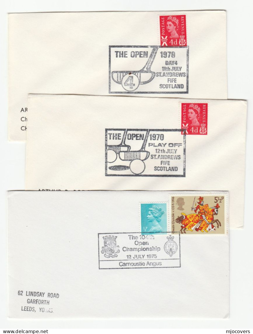 3 Diff 1970s GOLF The OPEN CHAMPIONSHIP Event COVERS Stamps Cover GB Sport - Golf