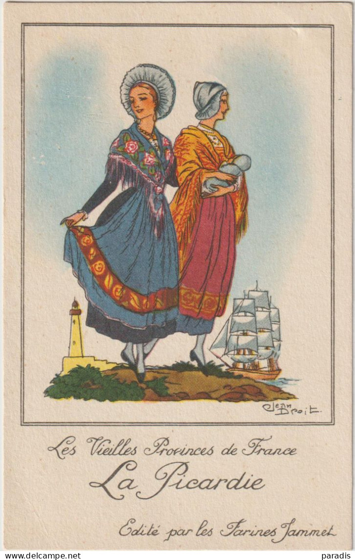 Les Provinces De France , Publicitaire FARINES JAMMET La PICARDIE 60  Phare ,Voilier, Coiffe , - Droit