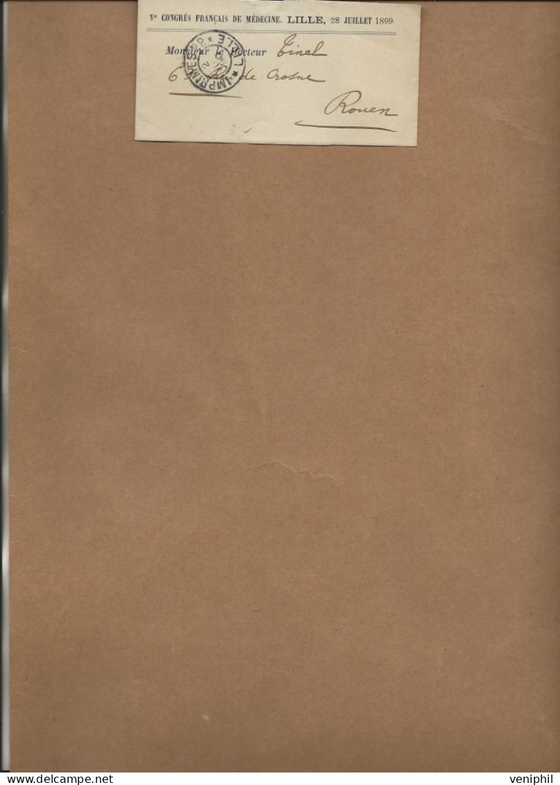 BANDE JOURNAL -Ve CONGRES FRANCAIS DE MEDECINE - LILLE 28 JUILLET 1889 -CAD IMPRIMES PP LILLE - Zeitungsmarken (Streifbänder)